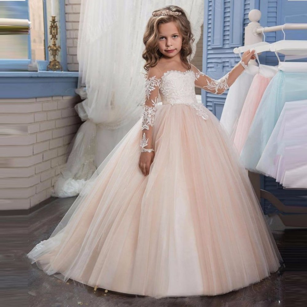 Fancy Flower Baby Girl Dress Child Long Sleeves